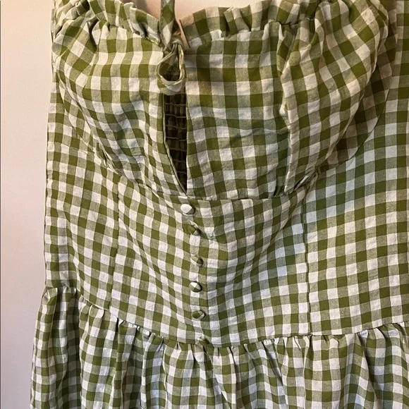 Cider Light Green and White Gingham Midi Dress NWT - Picture 12 of 13